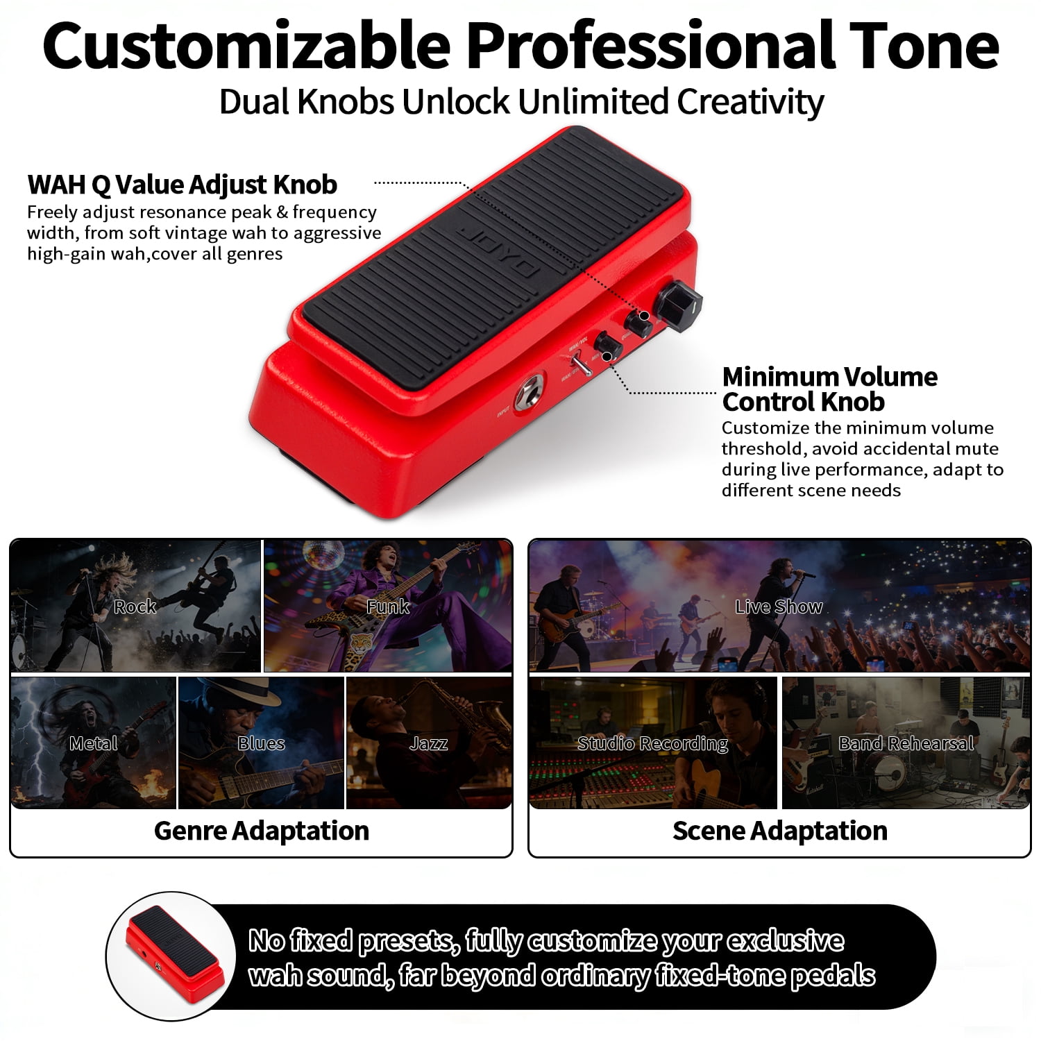 JOYO WAH-II Multifunctional WAH Pedal Mini Multimode with Quality Value Knobs