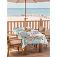 thumbnail image 2 of Outdoor Tablecloths with Umbrella Hole & Zipper, Nautical Coastal Rectangle Tablecloth 60x120 Inch, Summer Sea Corals Shells Starfish Green Plaid Waterproof Table Cloth, Patio/Pool Table Covers, 2 of 8