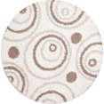 thumbnail image 1 of Ivory Circle Design Oriental Shaggy Turkish Rug 7x7 Round, 1 of 8