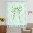 thumbnail image 3 of Green Bow Sheer Curtains 45 Inches Long, Cute Bowknot Minimalist Solid Color Light Filering Curtains, Breathable Simi Curtain Privacy Drapes for Kitchen Bathroom Lightweight Small Window Treatment, 3 of 9
