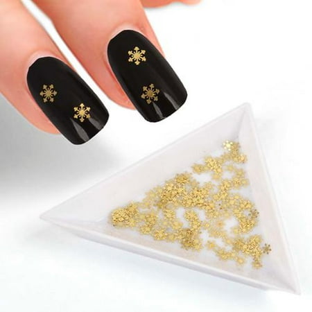 BMC 120pc Flexible Gold Metal Snowflake Cut Outs Nail Art Decorative Confetti
