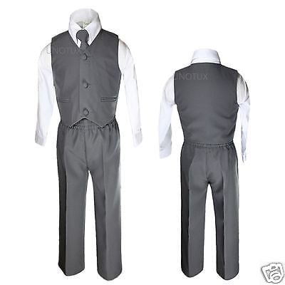 

Baby Boys Toddler Wedding Formal Party Vest Sets Dark Silver Gray Grey Suit S-14