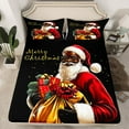 thumbnail image 2 of jejeloiu Lovely Santa Claus Queen Sheet Sets,Chic Xmas Gifts Flat Sheet,Merry Christmas Queen Fitted Sheet For Girls Boys,Red Gray Beige Bedroom Decor,4-Piece, 2 of 7