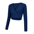 thumbnail image 6 of Weikingp Crop Tops For Women Shirts for Teens Girls Long Sleeve Workout Tops For Women Deep V Short Sleeved T Shirt Pure Seductive Style Casual Women's Wear, 6 of 9