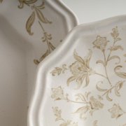 222 Fifth Batik Toile Taupe Porcelain 12-Piece Dinnerware Set, with Plates and Bowl, Service for 4