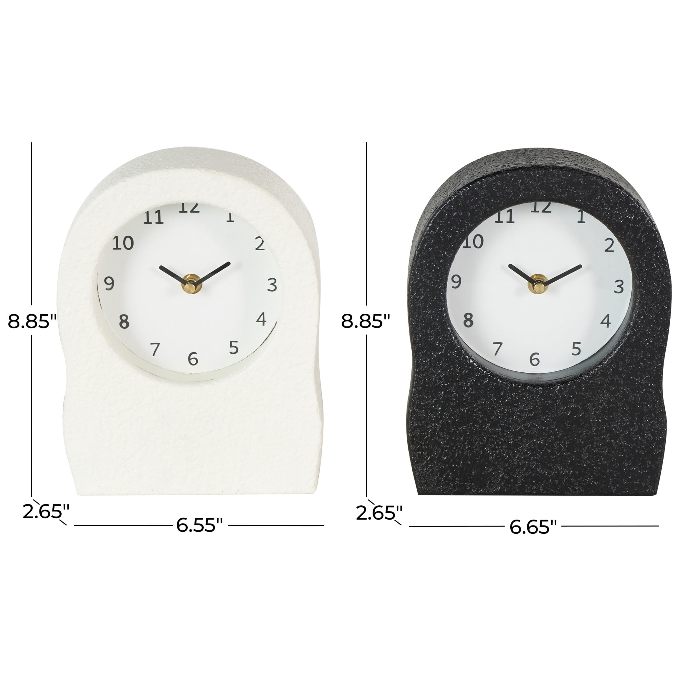 DecMode 9" Multi Colored Metal Textured Clock with Gold Accents, Set of 2