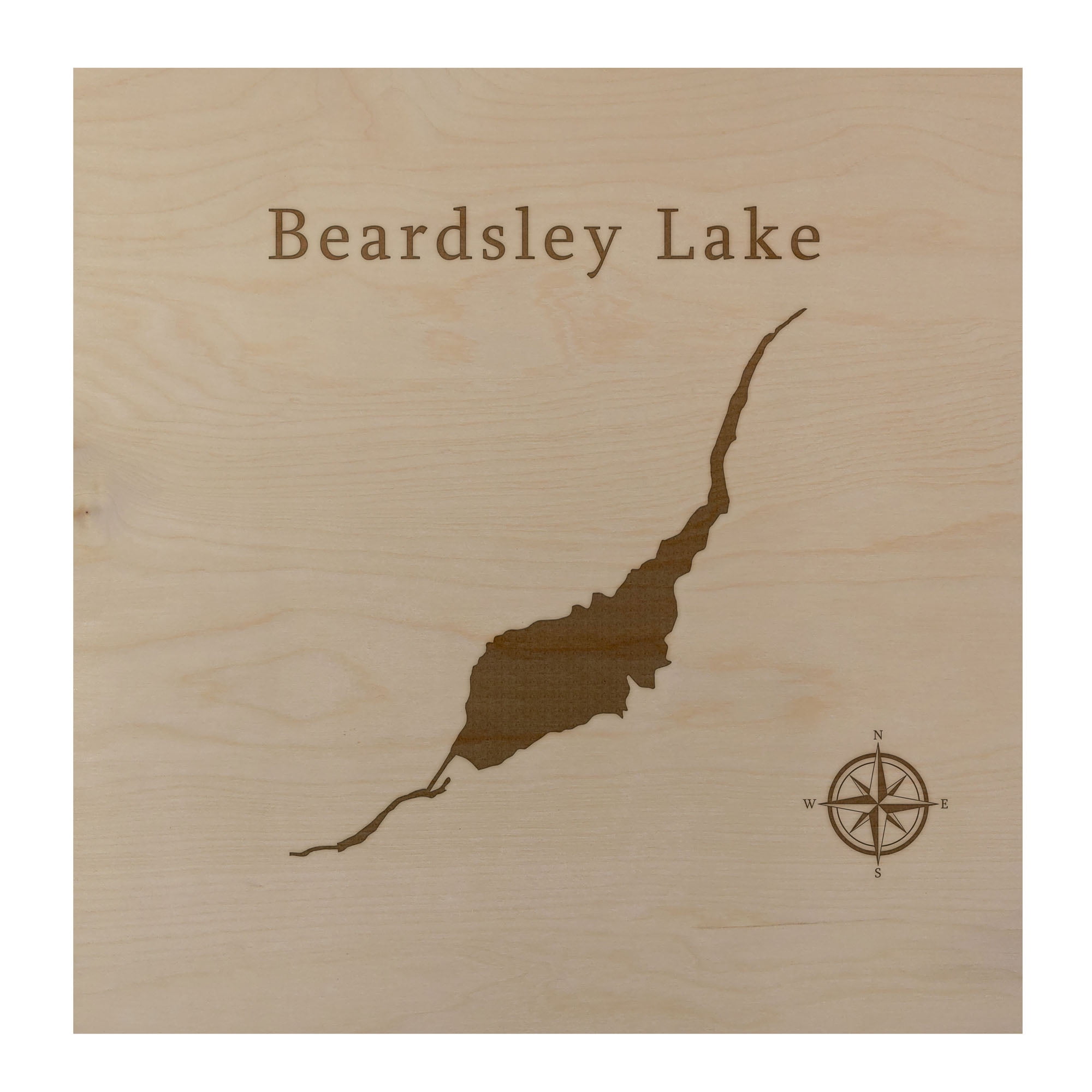 Beardsley Lake Map 12x12" Birch Wood Wall Art Office Decor Gift