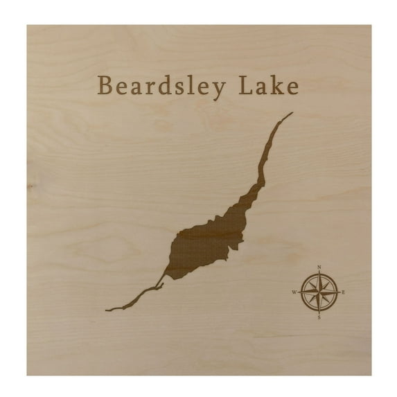 Beardsley Lake Map 12x12" Birch Wood Wall Art Office Decor Gift Engraved California