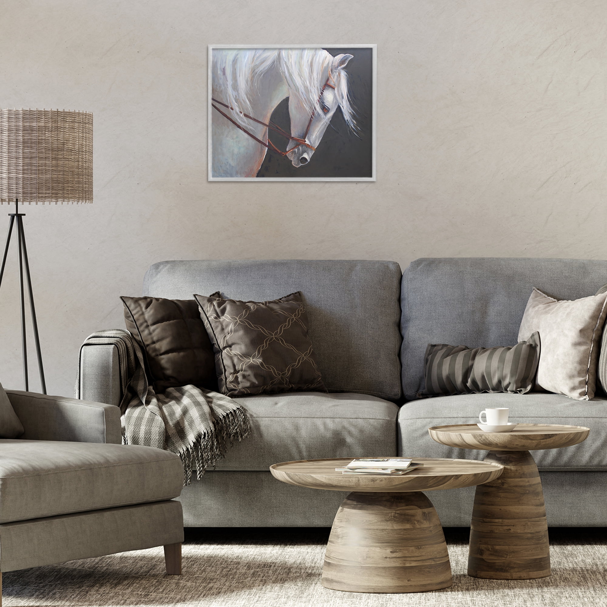 Stupell Industries Majestic White Mare Gray Framed Giclee Art, design by Jadei Graphics