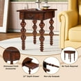 thumbnail image 2 of Hassch Farmhouse Wooden Side Table with Storage Drawer, Accent Table with Turned Spindle Legs, Small Nightstand for Living Room or Bedroom, Walnut Finish, 2 of 8
