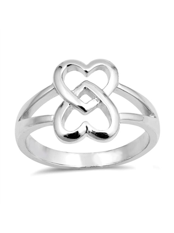 Infinity Love Knot Interlocking Heart Promise Sterling Silver Ring 925 Jewelry Female Male Size 8