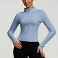 thumbnail image 7 of Dwellite Women's Cropped Lightweight Stretchy Running Track Jackets Zip Up Long Sleeve Quick Dry Athletic Yoga Tops with Thumb Holes 2026 Sky Blue 2XL, 7 of 7