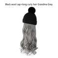 thumbnail image 4 of Qarigey Sombrero de pelo de simulación para mujer, gorro de punto desmontable Natural, pelos largos falsos, accesorios para la cabeza para Cuidado del cabello Gris, 4 of 6