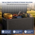 thumbnail image 3 of MINDYES 300 Gallon Wicker Deck Box, Outdoor Storage for Patio Furniture Cushions, Pool Equipment & All Tools, Black, 3 of 8