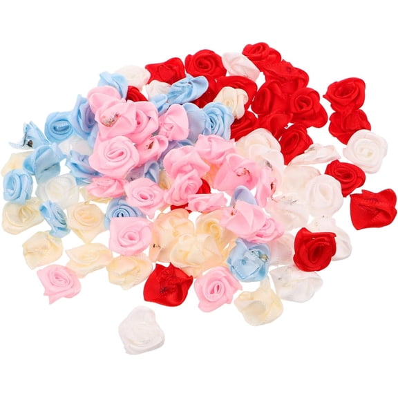 100pcs Mini Rose Flower Bud Heads Polyester DIY Craft Accessories