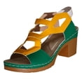 thumbnail image 1 of Zapatillas de Verano para las Mujeres Color Bloque Hueco Tacones, Zapatillas para las Mujeres Tacón Medio Correa Trasera, 1 of 9