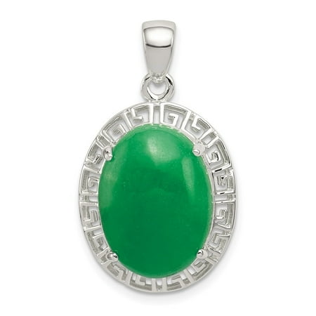 Diamond2Deal 925 Sterling Silver Jade Greek Key Pendant for Women