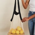 thumbnail image 3 of PILLOWPIA Eco-Friendly Reusable Net Grocery Bag, 100% Cotton French Market Design, Monochrome Black, 3 of 6