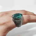 thumbnail image 5 of Emerald Corundum Mans Ring, Natural Emerald Corundum, May Birth Ring, Silver Jewelry, 925 Silver Ring, Gift, Heavy Mens Ring, Arabic Design, Ottoman Style Ring, Christmas, Turkey Mens Signet Ring, 5 of 7