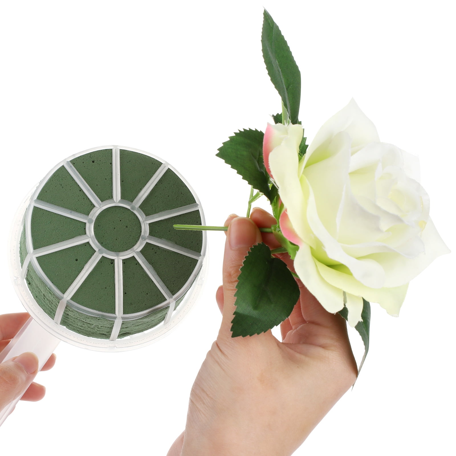 Amosfun Plastic Bridal Bouquet Holder Green Wedding Floral Handle for Pet Use 4Pcs