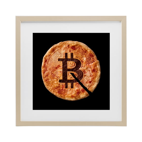 Stupell Industries Crypto Pizza Slice Birch Framed Print Under Glass, design by Svetlana Aleynikova