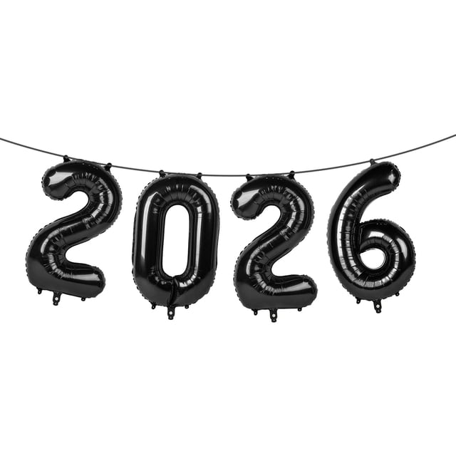 Globo de número 2026 de 102 cm de foil negro