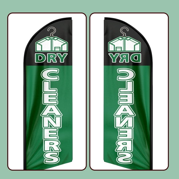 QSUM Dry cleaners Sign Feather Flag,8FT Dry cleaners outdoor advertising flag, Dry cleaners Business Sign,Dry cleaners Swooper Flag(FLAG ONLY)