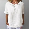 thumbnail image 2 of Htigea Women's Plus Size Cotton Linen T-Shirts Summer Collared Short Sleeve Tops Cute Tee Casual Loose Fit Shirts for Daily Vacation White XXXXXL, 2 of 6