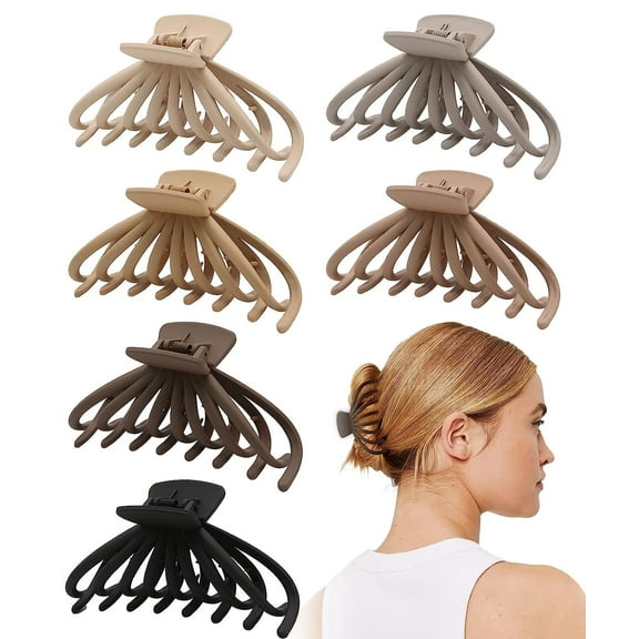 Hair Clips for Women, 4.7" Extra Large Neutral Hair Claws Clips for Thick Thin Hair, Non-slip Jaw Claw Clip with Box(6 PCS)