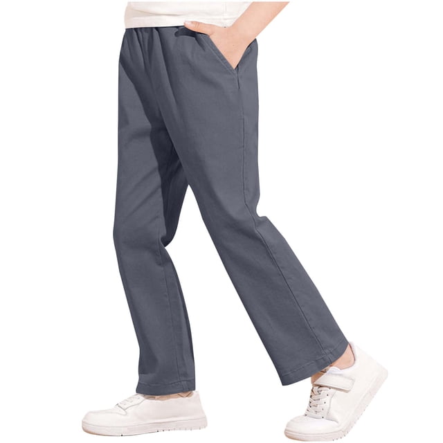 Odeerbi 3-17 Años Niños Traje Formal Pantalones Algodón Vestido Pantalones Uniformes Pantalones Primavera Verano Color Sólido Pantalones Largo Completo