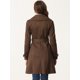thumbnail image 4 of Gabardina para Mujer con Solapa Abrido de Gamuza Sintético con Doble Botonadura Allegra K Café S, 4 of 5