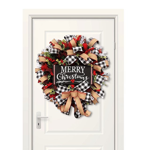 Bsvklp Corona Navideña Corona Decorativa Plástico para Puerta Accesorios para Fiesta Nuevo (25 CM)