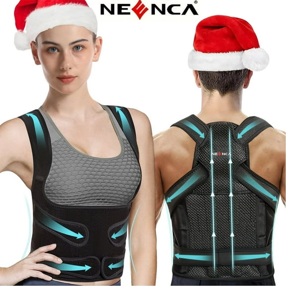 NEENCA Back Brace Posture Corrector for Women and Men, Adjustable Spine Support, Black, S Count