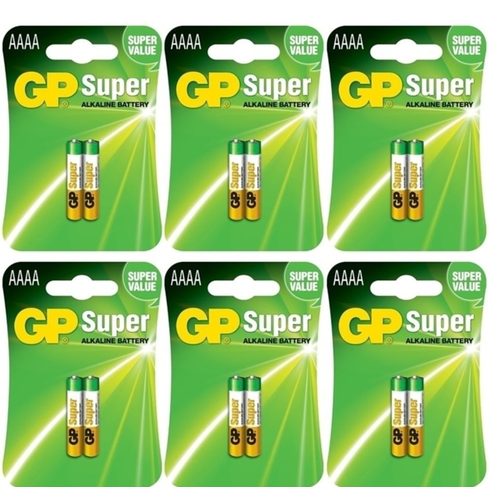 GP AAAA 12 Pack Fresh Super Alkaline 1.5V Batteries LR61 MN2500 EN96