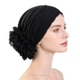 thumbnail image 4 of WHEANG Head Scarf for Women Breathable Soft Stretchy Chemo Head Cover Summer Lightweight Cooling Lace Trim Head Scarf Cap Thin Floral Lace Beanie Turban for Women Black, 4 of 4