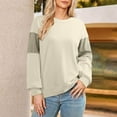 thumbnail image 7 of Otntypg Athletic Sweatshirts for Women Trendy 2025 Fall Long Sleeve Color Block Crewneck Pullover Tops Loose Lightweight Oversized Baggy T-Shirts Beige#01 XXL, 7 of 7