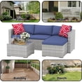 thumbnail image 7 of EastVita 5 Piece Deck Patio Furniture Set Outdoor Rattan Parlor Sofa Set All Weather Sectional Sofa with Glass Storage Table and Balcony Footstool Non-Slip Cushions Poolside Garden Porch Grey + Blue, 7 of 7