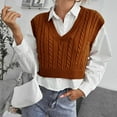 thumbnail image 4 of Womens Sweater Vest Elegant Business Casual Top for Office Women's Loose Knitted Cable Vest Pullover V Neck Vest Large Size Sweater Vest, 4 of 4
