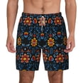 thumbnail image 2 of Picia Mexican Flower pattern Mens Swim Trunks with Compression Liner Stretch Beach Shorts Quick Dry with Zipper Pockets No-Chafing Board Shorts-Large, 2 of 9
