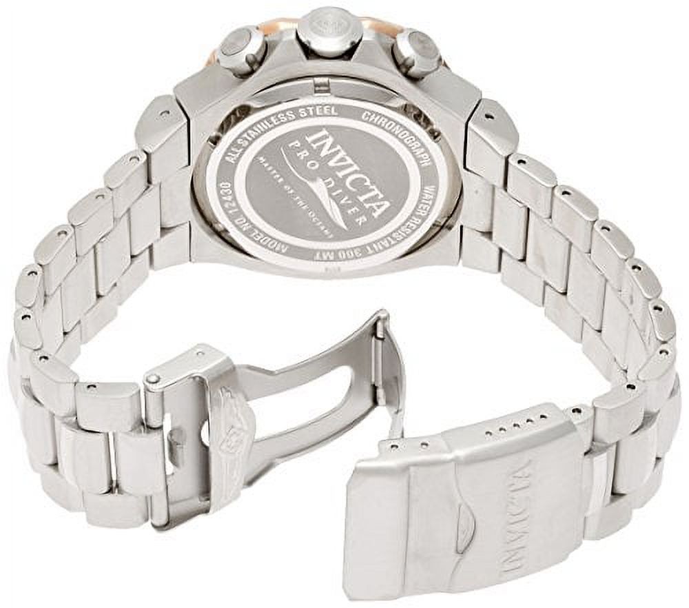 Invicta Men's 12430 Pro Diver Rose Gold Bezel Silver Dial Chronograph Dive Steel Watch