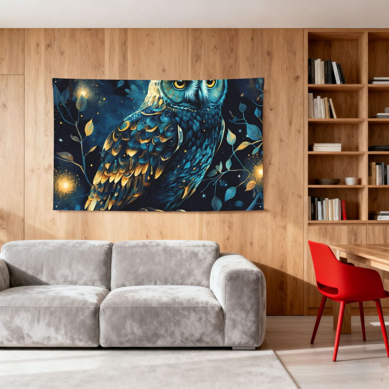 Owl Sky Tree Art Four Hole Decorated Banner Flag for Garden Yard Home Decoration Indoor Outdoor 4x6 Ft