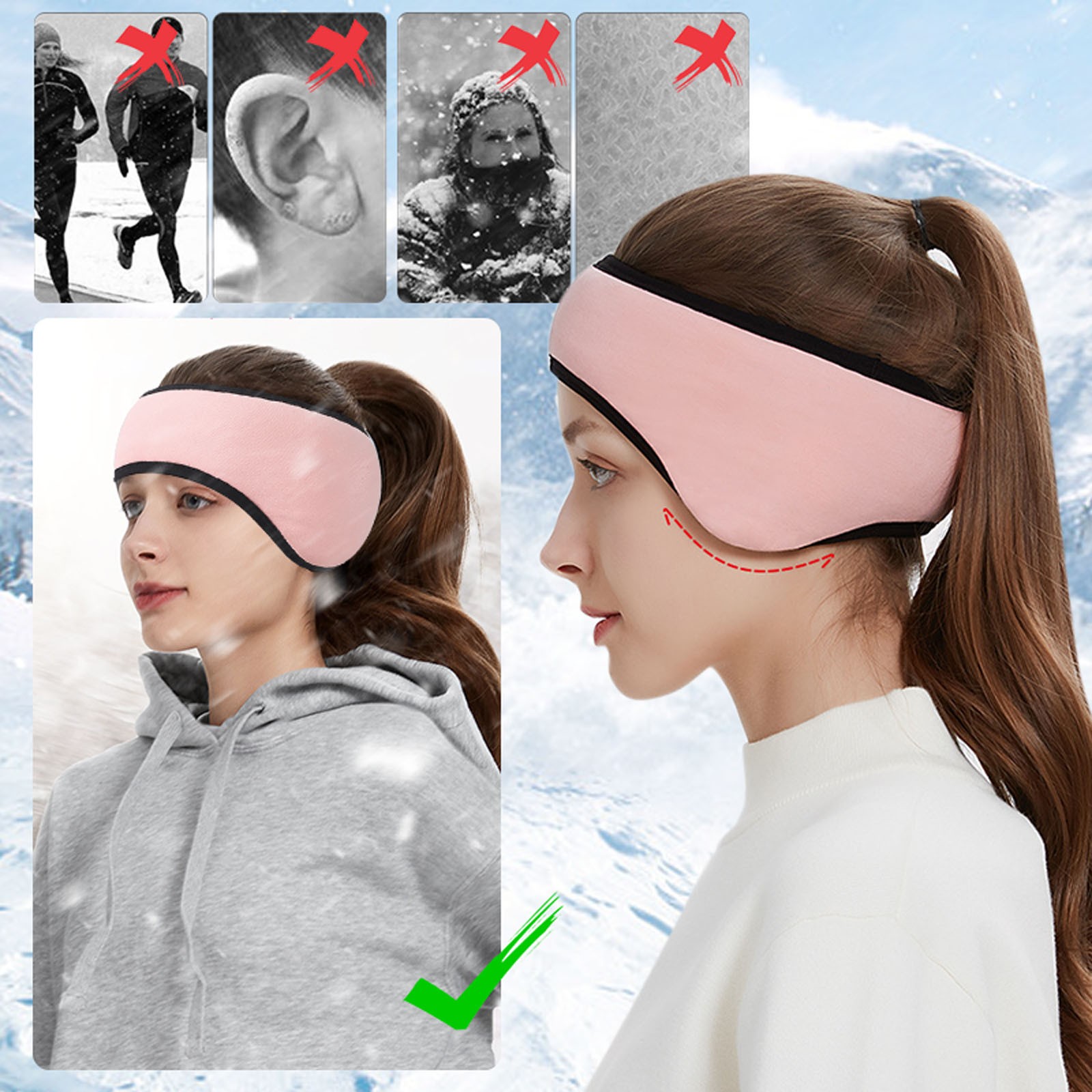 Bandeau Cache-oreilles D’hiver – Chauffe-oreilles Sport Homme/femme, Velours Arctique, Taille 52-64 Cm – Pour Ski, Course, Vélo