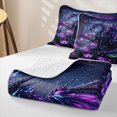 thumbnail image 4 of meiyoeat Mystic Purple Forest Dragon Twin Quilt Set for Men Women, Glitter Print Lotus Twin Coverlet Set, Purple, 2pcs, 4 of 7