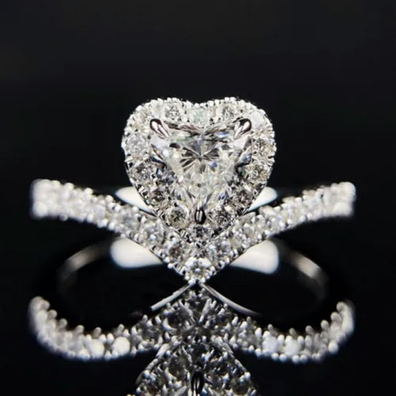 K-KED 925 Sterling Silver Rings Heart Simulation Diamond Ring Women Love Delicate Jewelry Gift-8