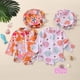 thumbnail image 2 of Eliza-0-24M Bebé Niñas Verano Trajes De Baño Conjuntos De Manga Larga Floral/Shell Print Cremallera Traje Con Sombrero, 2 of 4