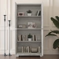 thumbnail image 2 of Miekor Furniture 67.4"H 4 doors Mirrored Doors Accent Storage Cabinet for Corner, Entryway, Living Room, bedroom, kitchen with adjustable shelves Light Gray color, display cabinet, bookcase No9177, 2 of 9