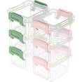 thumbnail image 1 of HAHDAXIA 6 Packs Small Storage Bins with Lids, Mini Stackable Plastic Storage Containers Colorful Bead Organizer Latches Box Small Containers for Organizing Craft, Small Items, Green+Pink, 1 of 7