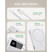 10,000mAh Magnetic Wireless Power Bank Compatible with Mag-Safe, 15W Fast Charging Portable Charger with USB-C 22.5W PD Input/Output - for iPhone 17/16/15/14/13/12 Series, AirPods
