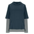 thumbnail image 5 of Tops for Women Oversized Hoodies Casual Long Sleeve Sweatshirts Pullover Sweaters Teen Girls Stripe Splicing Fake Two Pieces Clothes Long Sleeve Loose Fit Tops Fashion 2026, 5 of 9