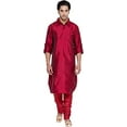 thumbnail image 1 of Royal Men's Pathani Silk Blend Kurta & Churidaar Set Red, 1 of 1